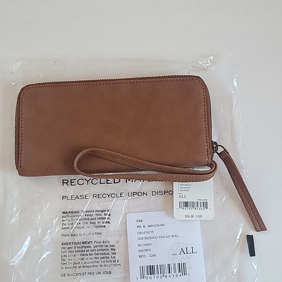 Free People Brown Distressed Vegan Clutch Wallet - Picture 3 of 6
